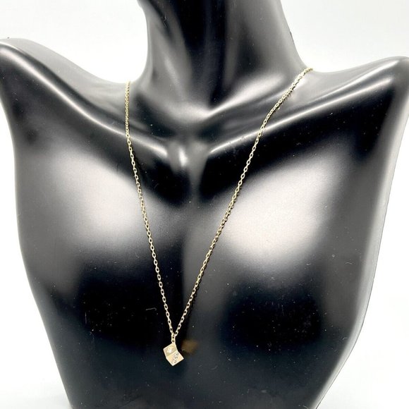 Swarovski Crystal Jewelry Pendant DICE Gold Tone Plated with Gift Box - Picture 4 of 8